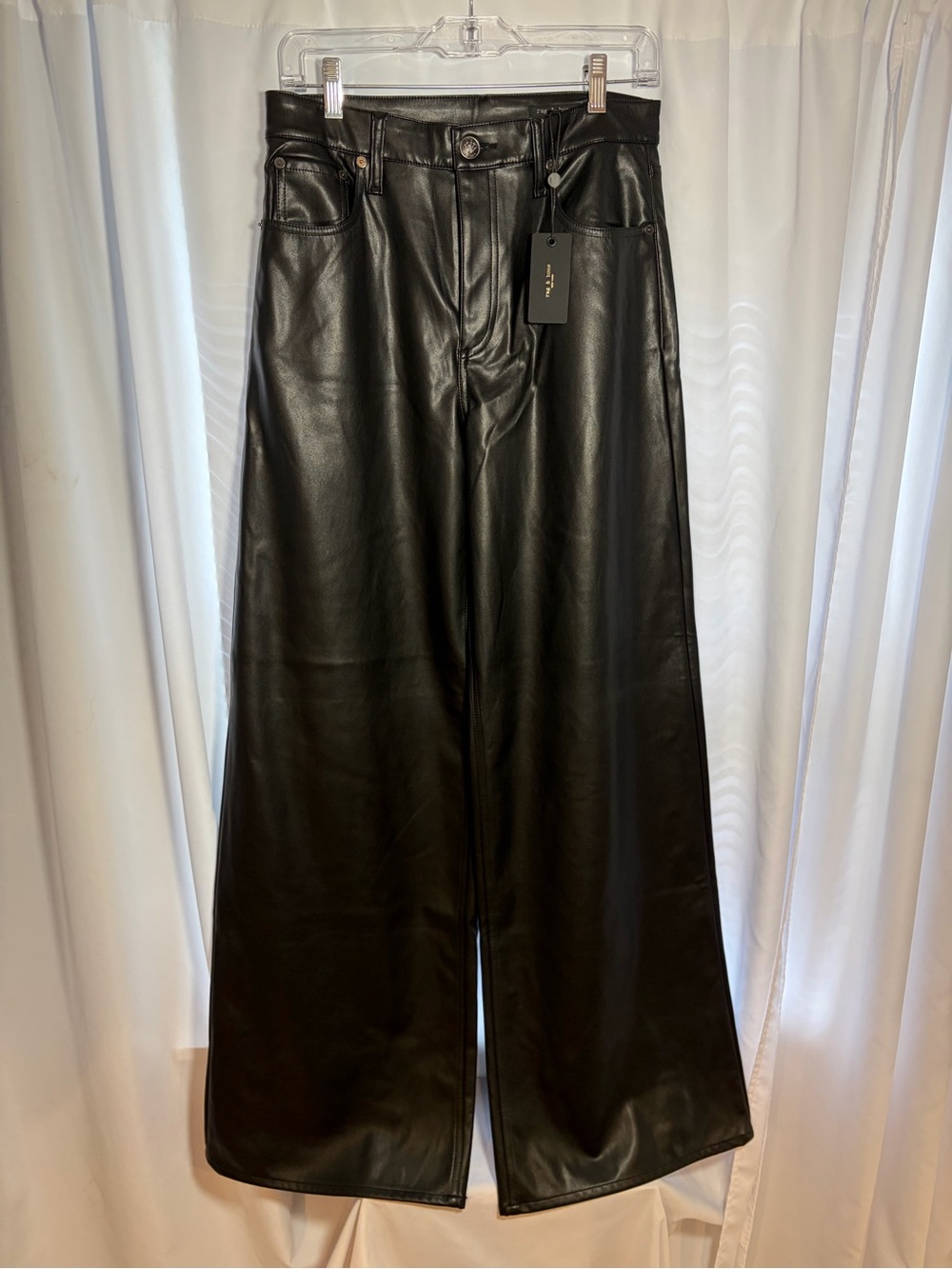 NWT RAG & BONE Sofie Faux-Leather Wide-Leg Pants size 28